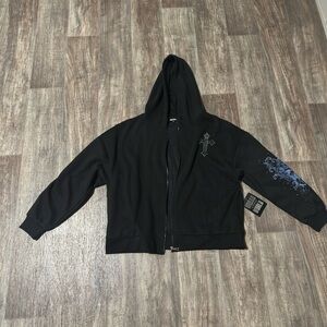 Black Hoodie with Blue Graphic